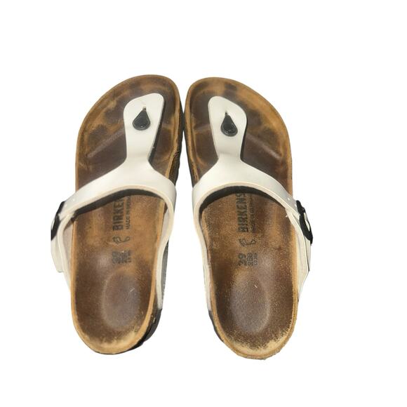 Birkenstock Gizeh Thong Sandal White Patent Leather Sz 39 US Ladies 8.5 Mens 6.5 - Picture 6 of 6